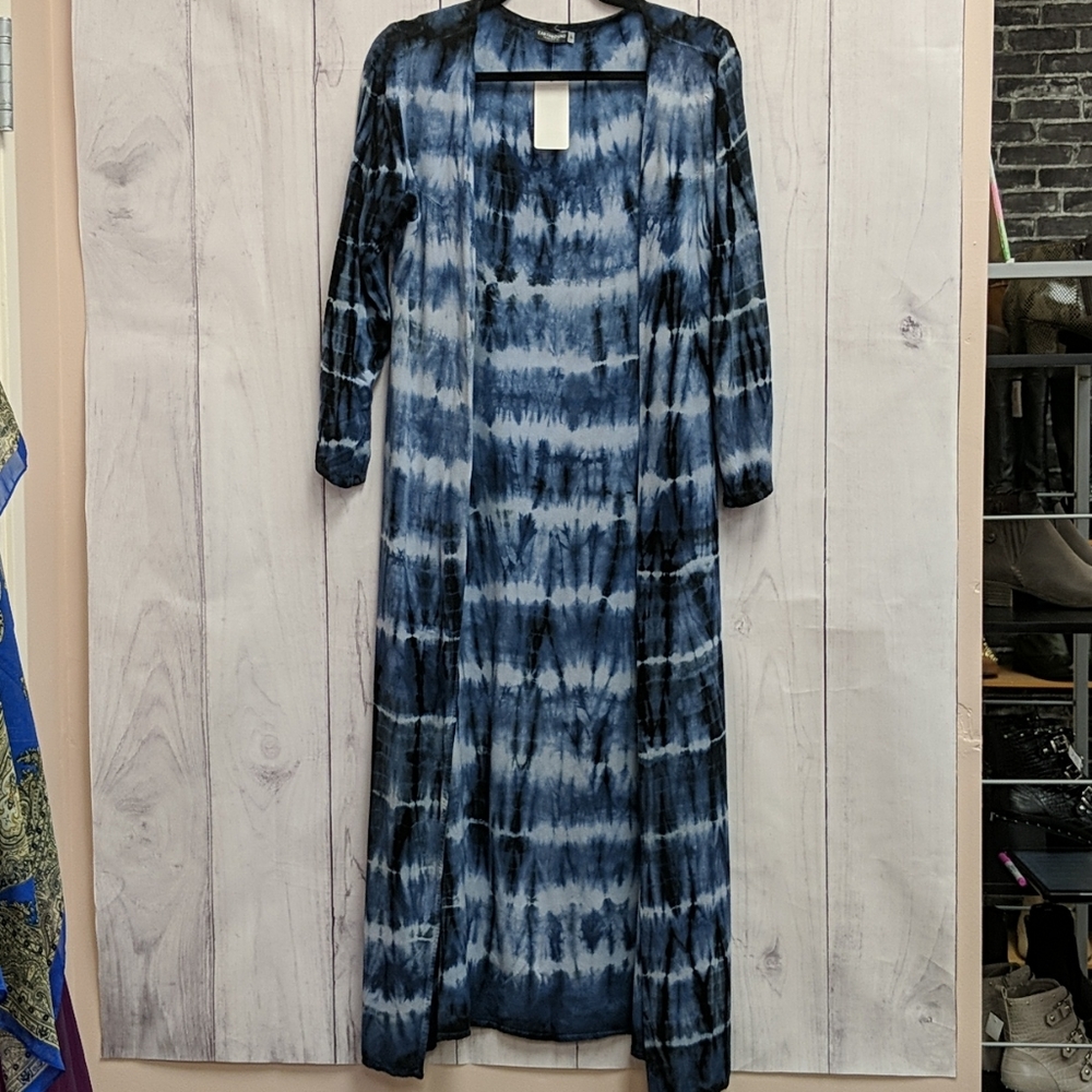 Earth Bound Blue Tye Dye Kimono Size Extra Large